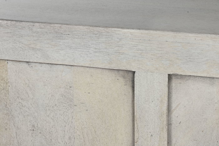 DKD Home Decor Buffet de Mango y Metal Blanco Desgastado 180x39,5x80
