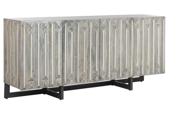 DKD Home Decor Buffet de Mango y Metal Blanco Desgastado 180x39,5x80