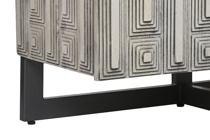 DKD Home Decor Buffet de Mango y Metal Blanco Desgastado 180x39,5x80
