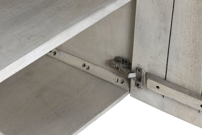DKD Home Decor Buffet de Mango y Metal Blanco Desgastado 180x39,5x80