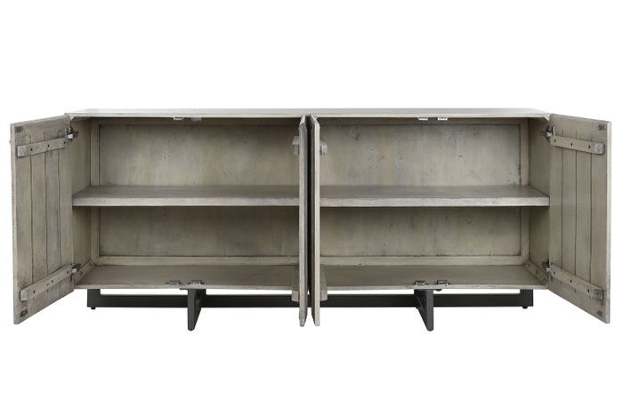 DKD Home Decor Buffet de Mango y Metal Blanco Desgastado 180x39,5x80