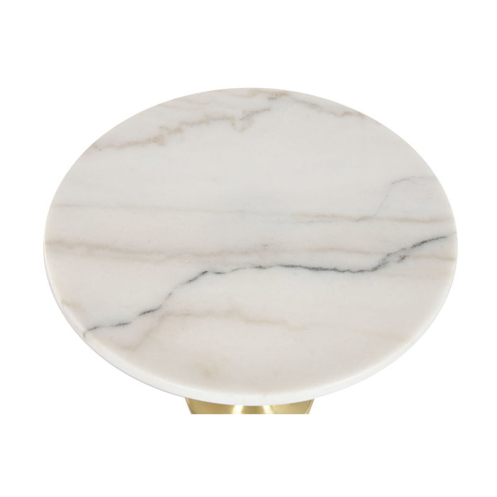 DKD Home Decor Mesita Auxiliar de Mármol y Metal Blanco y Dorado DKD Home Decor Mesita Auxiliar de Mármol y Metal Blanco y Dorado