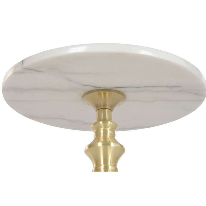 DKD Home Decor Mesita Auxiliar de Mármol y Metal Blanco y Dorado DKD Home Decor Mesita Auxiliar de Mármol y Metal Blanco y Dorado