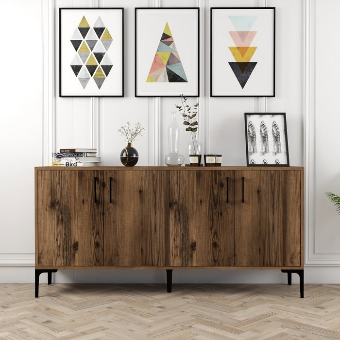 Hanah Home Consola Kiev 160 - Nogal, 160 cm Ancho, Estilo Industrial, Tablero Melamina