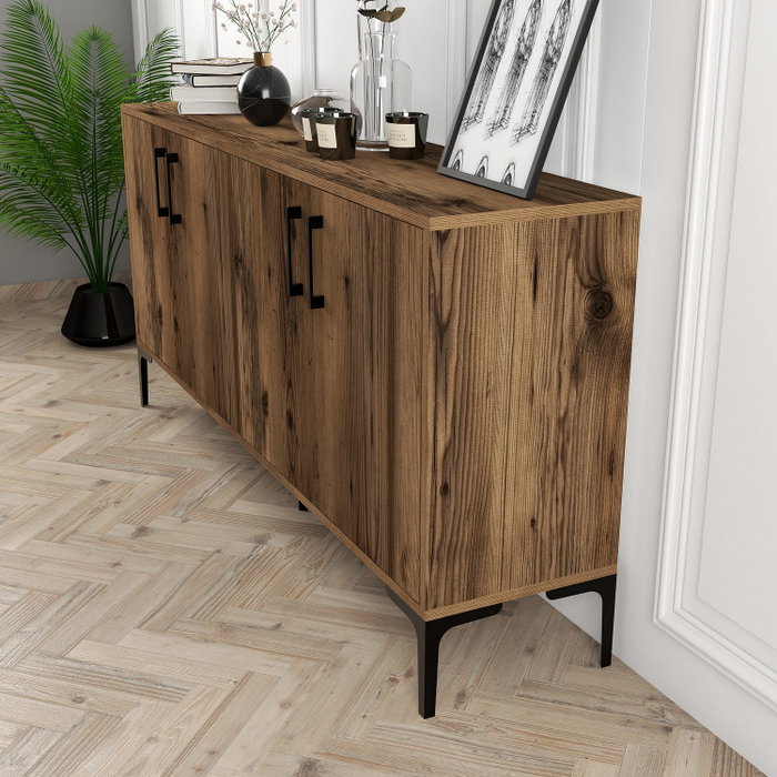 Hanah Home Consola Kiev 160 - Nogal, 160 cm Ancho, Estilo Industrial, Tablero Melamina