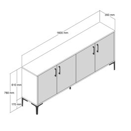 Hanah Home Consola Kiev 160 - Nogal, 160 cm Ancho, Estilo Industrial, Tablero Melamina