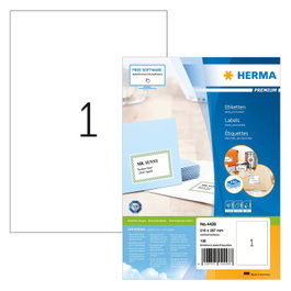 HERMA Etiquetas Premium A4 Blanco 210x297 mm 100 unidades