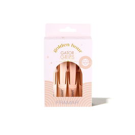 Framar Gator Grips Golden Hour - Kit de 4 Pinzas de Goma para Cabello con Boca Ancha y Soporte 360, Color Nude