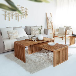 DKD Home Decor Mesa Centro Mediterraneo Natural 116 x 60 x 46 cm Set de 2