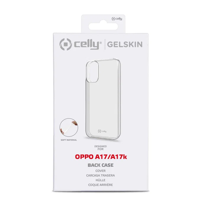Celly Funda Gelskin TPU Transparente para OPPO A17, A17K (6.56") - Protección Anti-Caídas, Ligera y Flexible