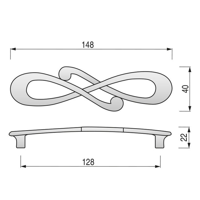 Giusti Tirador Otto Zamak Distancia 128mm Antica Firenze (Set de 25) Tiradores Decorativos con Esencia Italiana