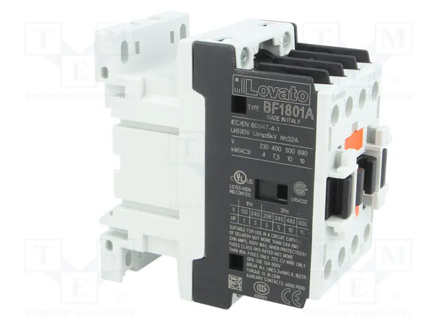 LOVATO ELECTRIC Contactor BF 3-polar 18A 230VAC