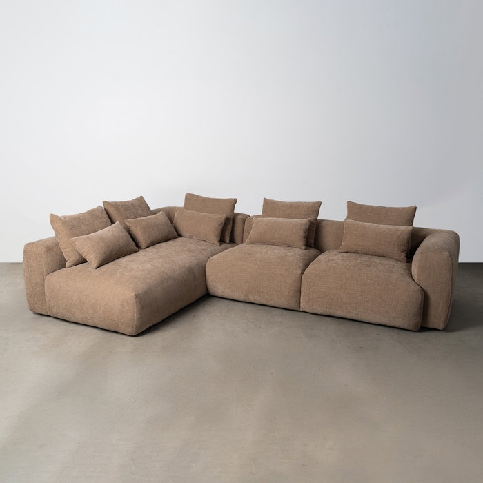Sofá Chaise Longue Izquierda Beige 307 X 202 X 81 cm