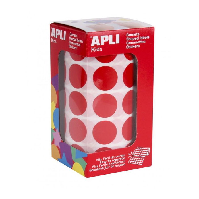 Apli Gomets Redondos 20mm Rojo Rollo 1770 Unidades Apli Gomets Redondos 20mm Rojo Rollo 1770 Unidades
