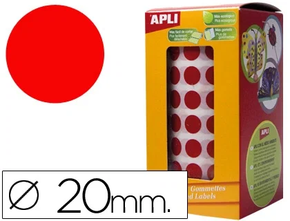 Apli Gomets Redondos 20mm Rojo Rollo 1770 Unidades Apli Gomets Redondos 20mm Rojo Rollo 1770 Unidades