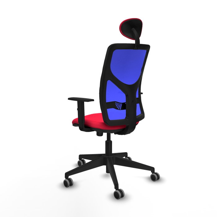 PIQUERAS Y CRESPO Silla de oficina Motilla con mecanismo Sincro, Tela Roja y Malla Azul PIQUERAS Y CRESPO Silla de oficina Motilla con mecanismo Sincro, Tela Roja y Malla Azul