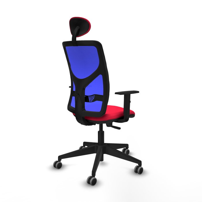 PIQUERAS Y CRESPO Silla de oficina Motilla con mecanismo Sincro, Tela Roja y Malla Azul PIQUERAS Y CRESPO Silla de oficina Motilla con mecanismo Sincro, Tela Roja y Malla Azul