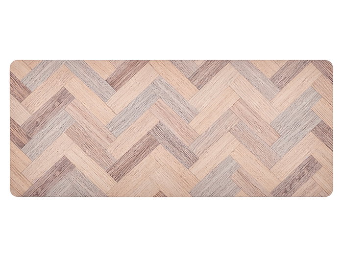 Kinvara Alfombra Cocina Efecto Madera 50x120 cm Poliéster Antideslizante (Set de 12)