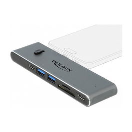 DeLOCK Dockingstation Dual USB Type-C con HDMI, USB 3.2, Lector de Tarjetas SD y Power Delivery 3.0 para PC Portátil - Estación de Acoplamiento