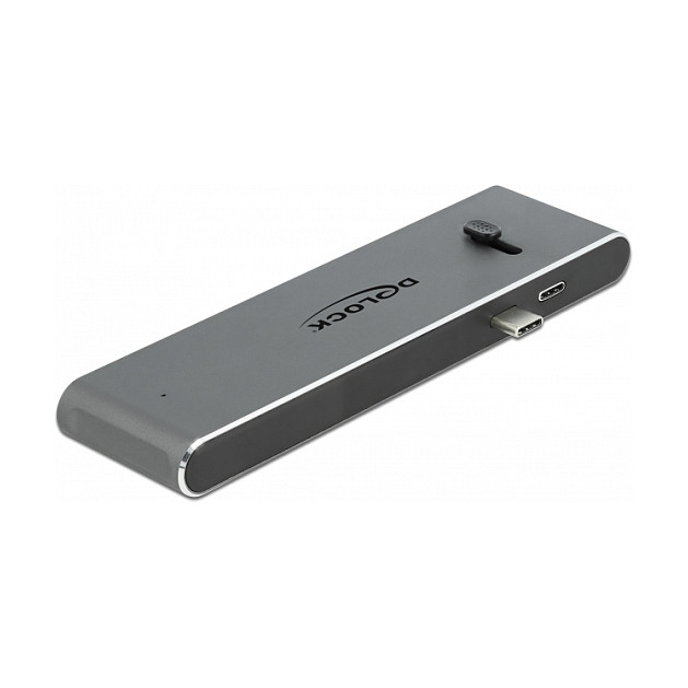 DeLOCK Estación de Acoplamiento Dual USB Type-C con HDMI/USB 3.2/SD/PD 3.0, Gris
