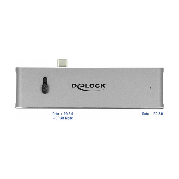 DeLOCK Estación de Acoplamiento Dual USB Type-C con HDMI/USB 3.2/SD/PD 3.0, Gris