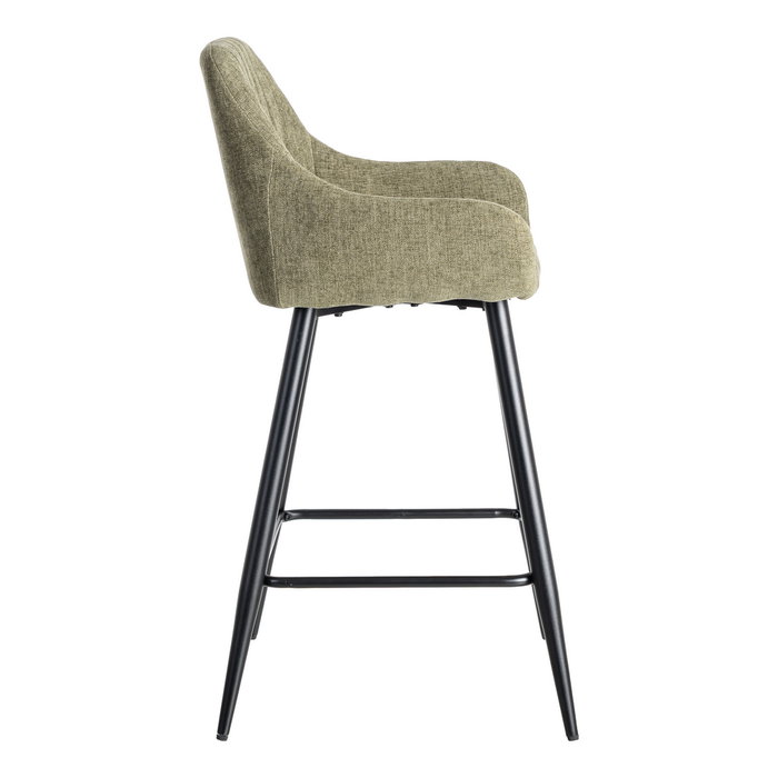 Taburete Verde Tejido-Metal Salón 47 X 47 X 93 cm (Set de 2)