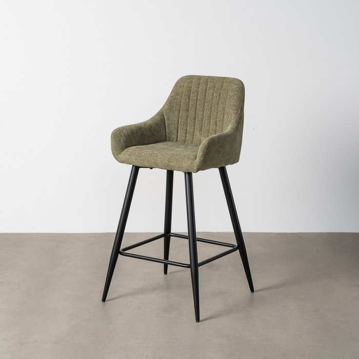 Taburete Verde Tejido-Metal Salón 47 X 47 X 93 cm (Set de 2)