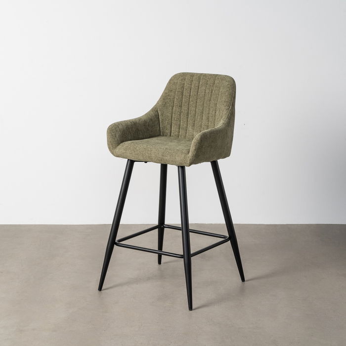 Taburete Verde Tejido-Metal Salón 47 X 47 X 93 cm (Set de 2)