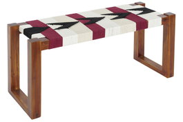 DKD Home Decor Descalzadora Acacia Algodón Marrón