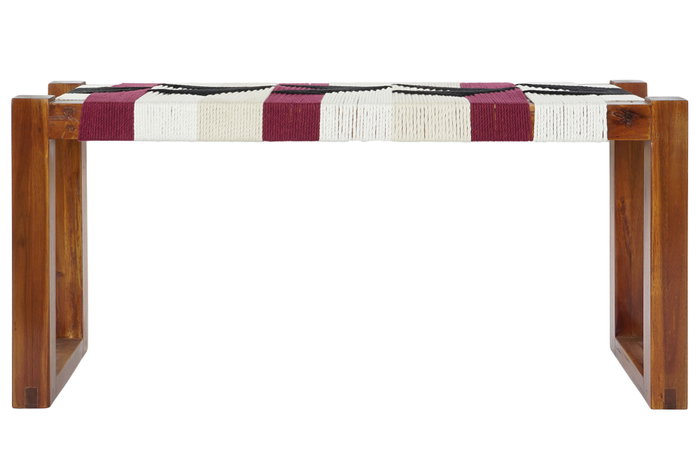 DKD Home Decor Descalzadora Acacia Algodón Marrón