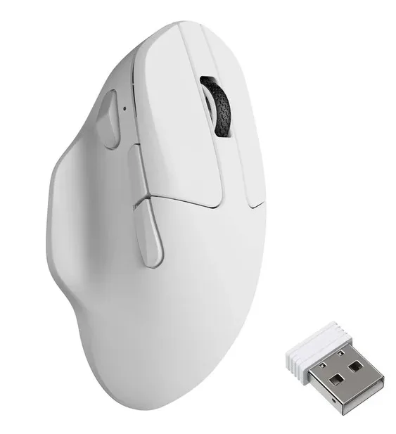 Keychron M7-A24 Ratón Ergonómico Inalámbrico 2.4Ghz/Bluetooth PixArt 3950 8K Blanco 30000 DPI