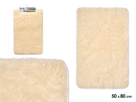 BERILO Alfombra de Baño de Pelo Beige 50x80cm