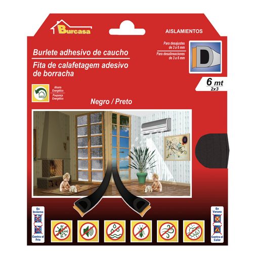Burcasa Burlete de Caucho Negro 6m Burcasa Burlete de Caucho Negro 6m