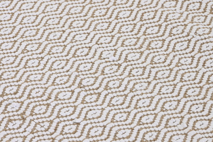 DKD Home Decor Alfombra 1 x 180 x 120 cm Natural Blanco Yute Poliéster 120 x 180 cm