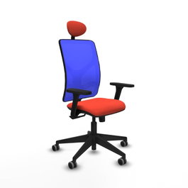 PIQUERAS Y CRESPO Silla de oficina Motilla con mecanismo Sincro, brazos 3D y cabecero fijo, naranja/azul