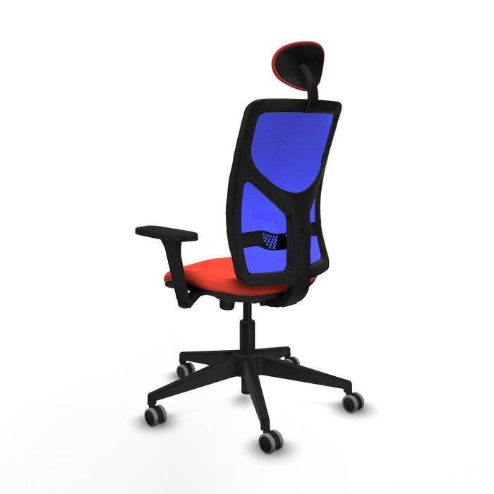 PIQUERAS Y CRESPO Silla de oficina Motilla con mecanismo Sincro, brazos 3D y cabecero fijo, naranja/azul PIQUERAS Y CRESPO Silla de oficina Motilla con mecanismo Sincro, brazos 3D y cabecero fijo, naranja/azul