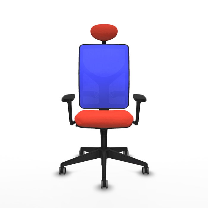 PIQUERAS Y CRESPO Silla de oficina Motilla con mecanismo Sincro, brazos 3D y cabecero fijo, naranja/azul PIQUERAS Y CRESPO Silla de oficina Motilla con mecanismo Sincro, brazos 3D y cabecero fijo, naranja/azul