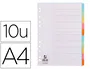 Q-connect Separadores DIN A4 Multitaladro Cartulina, Juego de 10 Unidades, Pestañas Colores Pastel