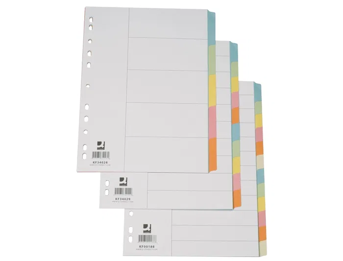Q-connect Separadores DIN A4 Multitaladro Cartulina, Juego de 10 Unidades, Pestañas Colores Pastel