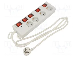 LogiLink Regleta de alimentación LPS252 con 4 tomas Schuko, 1,5 m, blanco
