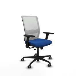PIQUERAS Y CRESPO Silla de oficina Haches Azul y Blanco con mecanismo Sincro/Traslack