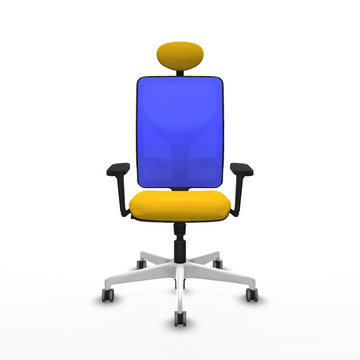 PIQUERAS Y CRESPO Silla de oficina Motilla con mecanismo Sincro, Amarillo y Azul