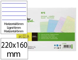 Liderpapel Tarjetas de Estudio Rayadas de Cartulina de Colores 170g