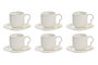 DKD Home Decor Set de 6 Tazas de Porcelana y Bambú, Blancas y Naturales, 90ml Capacidad, 12 x 25 x 26 cm