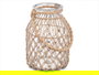 Giftdecor Portavela Vidrio Cuerda Natural Transparente 20 cm x 30 cm x 20 cm (Set de 4)