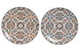 DKD Home Decor Set de 6 Platos Llanos de Porcelana BOHO Surtido Azul, Blanco y Marrón