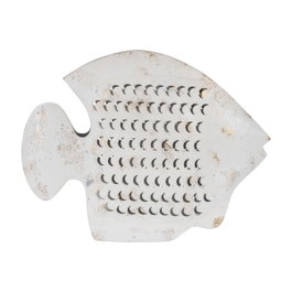 Ixia Figura de Pez Blanco Rozado en Metal de 40 x 7,50 x 32 cm