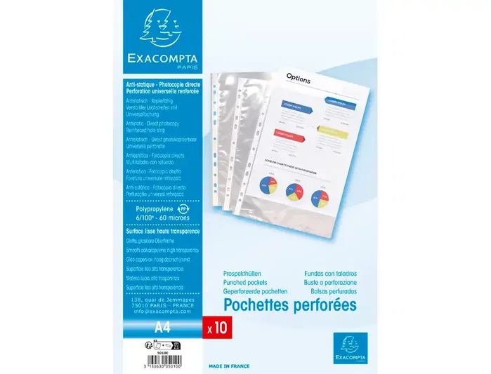 Exacompta Funda Multitaladro Polipropileno 60 mc Din A4 Cristal Exacompta Funda Multitaladro Polipropileno 60 mc Din A4 Cristal