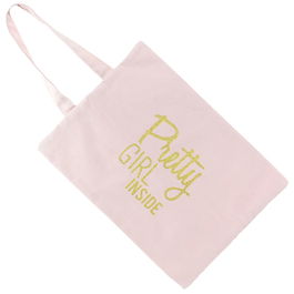 Cosmetic Club Bolsa de Algodón con Mensaje Dorado, Cremallera y Asa, Medidas 30x21 cm, Modelos Surtidos