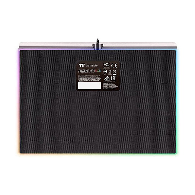 Thermaltake ARGENT MP1 RGB Alfombrilla para Juegos de Aluminio, Base Antiderrapante, Retroiluminación Multicolor, Negro y Titanio